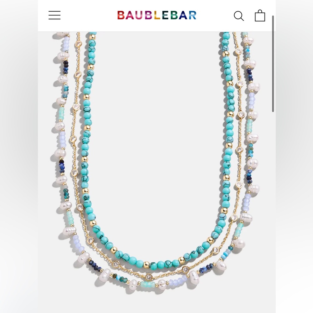 Baublebar Rowan Semi-Precious Layered Necklace turquoise and gold - Picture 2 of 6